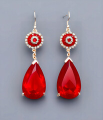 red and silver earrings