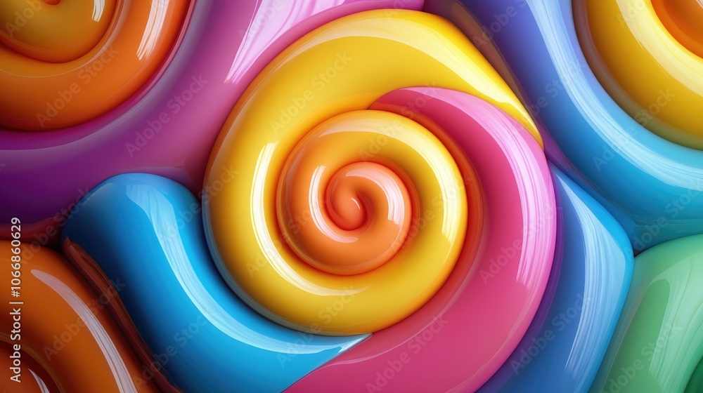 Poster a vibrant display of colorful candy swirls laid out flat offering cheerful visuals and plenty of emp