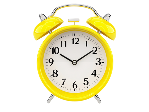 a yellow alarm clock with bells