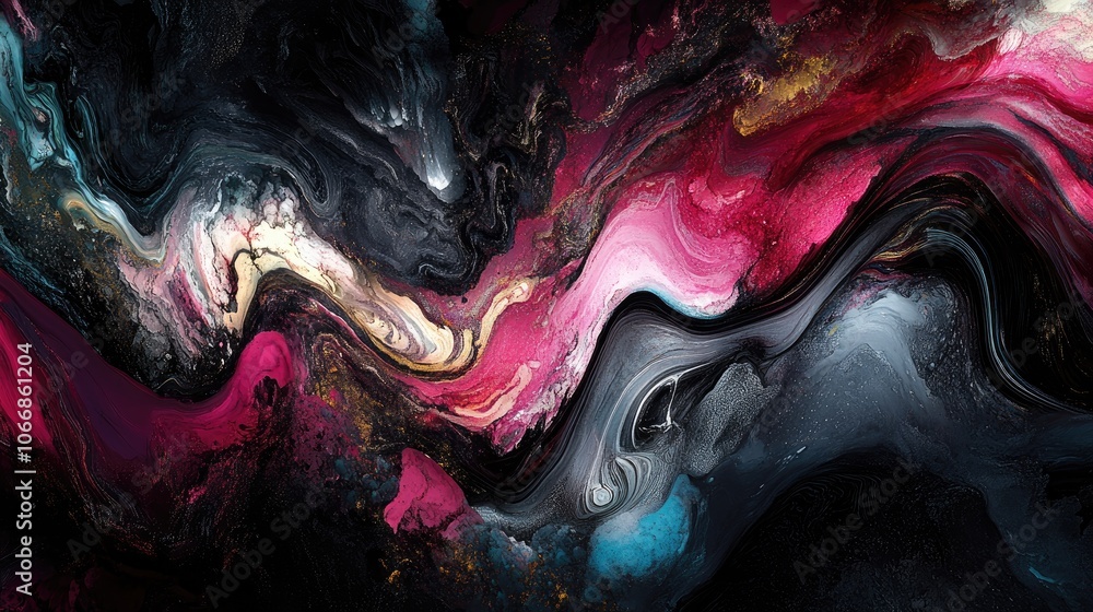 Poster a vibrant blend of colors creating a fluid marbled effect that is both captivating and dynamic