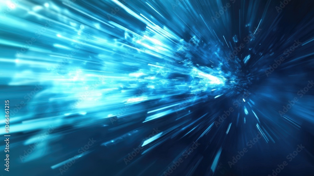 Poster blue light abstract background with a sense of speed and motion featuring dynamic blur elements