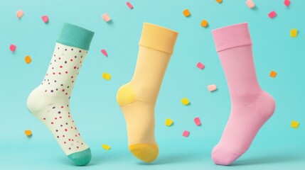 Bright and Colorful Socks on a Lively Bed