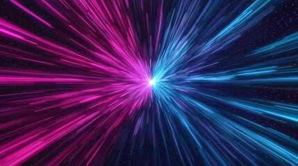 Hyperspace travel effect, rapid bursts of multicolored light streaks converging at the center, deep space illusion, immersive and high-energy visual.