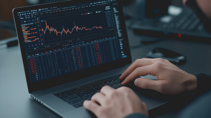 Analyzing Currency Charts on Laptop