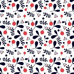 Seamless Leaves and Berry Pattern Background. Botanical Natural Texture for Fabric, Wallpaper, Packaging and Eco Design