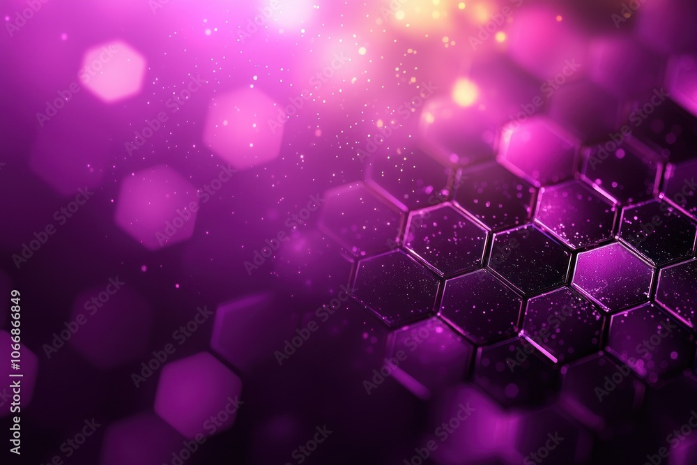 Aufkleber Abstract Purple Hexagon Pattern with Glitter and Bokeh