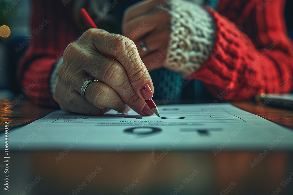 Poster ai generated image of a person putting a bulletin into the voting box