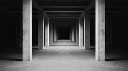 Obraz premium Concrete Columns and Beams, A Minimalist Architectural Perspective