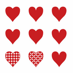 Collection of Love Heart Symbol icons. Love Illustration Set with Solid vector hearts shape