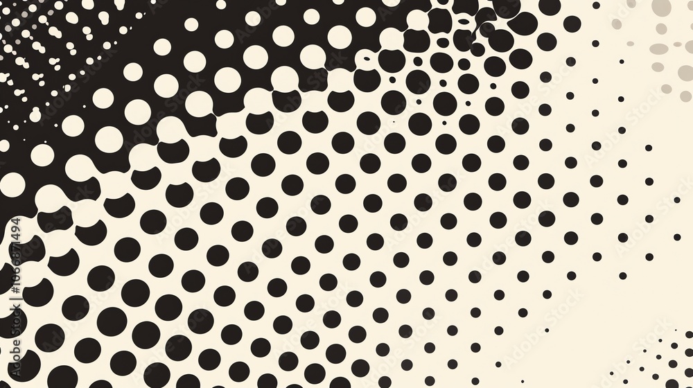 Poster a pattern of black and white dots that fade into a white background.