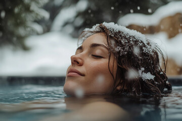 Fototapeta premium Peaceful winter retreat at snowy resort featuring generative AI