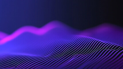 Tech background. Purple waves on black background resemble a data stream.