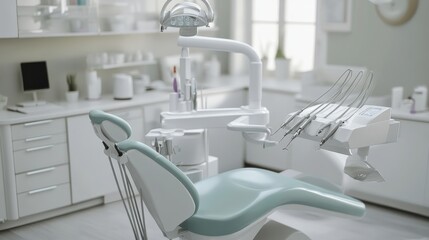 A dental hygienist is performing a teeth cleaning procedure in a bright, well-organized dental office, ensuring the patient's oral health is maintained