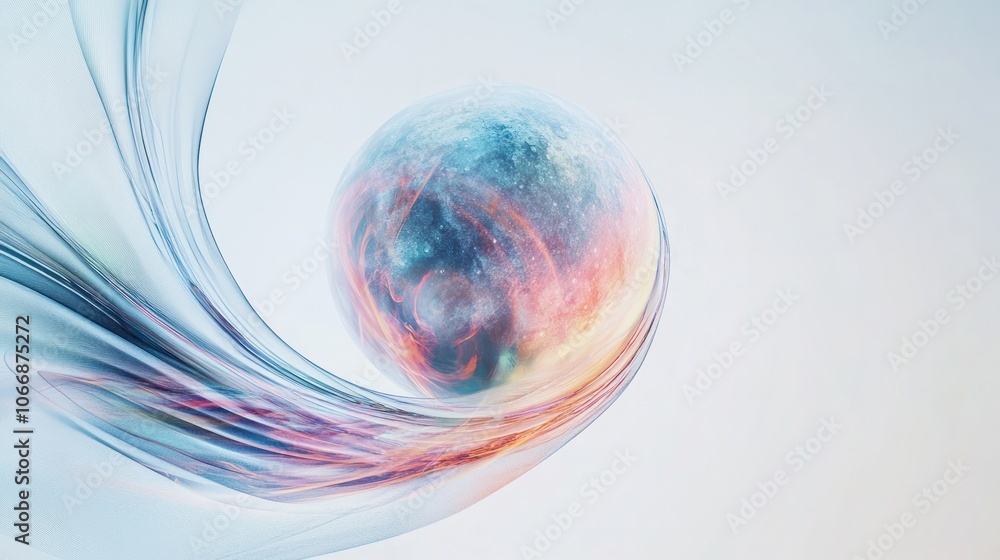Poster moon, featuring a holographic effect with pulsating colors and abstract designs representing energy 
