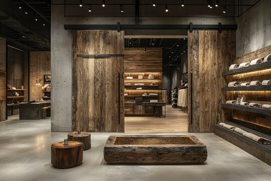Rustic Interior Design with Wood and Concrete Elements