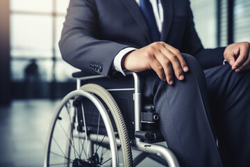 Obraz premium Picture made with generative AI of young happy people on their wedding ceremony in a wheelchair