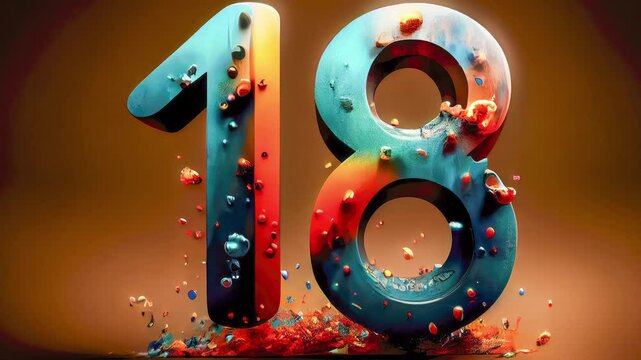 number 18 on isolated background
