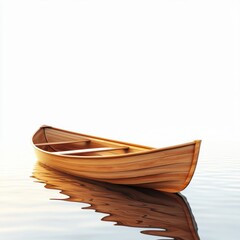 Serene lake with rowboat, mist over water, sunrise lighting, calm and peaceful scenery, perfect for nature lovers, 3D illustration