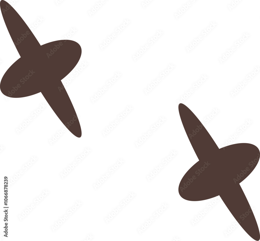 Poster minimalist illustration featuring two brown crosses rotating on a white background, creating a simpl