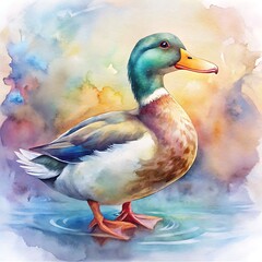 duck watercolor style