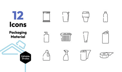 Versatile Packaging Icon Collection: Pouches, Bottles, & Takeaway Containers
