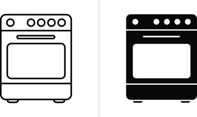 Obraz premium Oven lined and isolated icon. Editable Stroke. Vector illustration 
