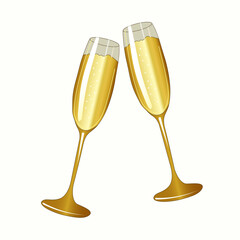 Glasses of champagne with bottle vector icon