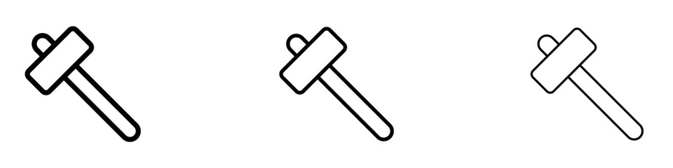 Wooden mallet icon in stroke line.