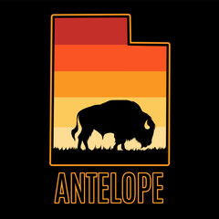 Antelope Island Bison with Sunset Scenery Perfect for Print, Apparel, Sticker, etc © Alif17