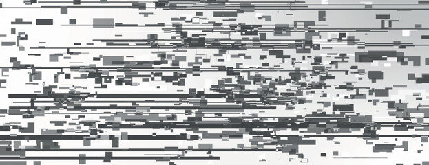 Abstract digital background with a glitch effect. The background is black and gray, featuring a pixelated texture. Black and gray background. Abstract pixelate glitch digital background vector
