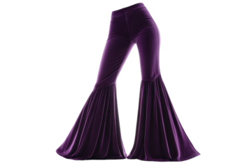 Stylish purple flared pants displayed against a neutral background