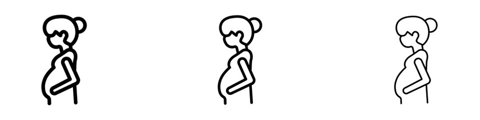 Pregnant woman icon in stroke line.