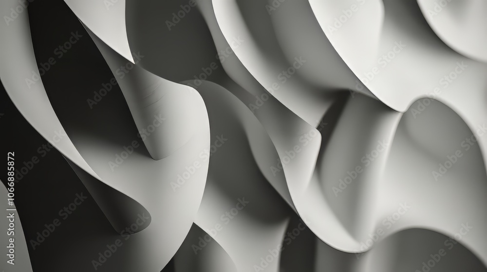 Aufkleber abstract white curved layers creating a modern 3d texture