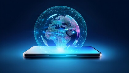 A digital globe hovering above a smartphone.