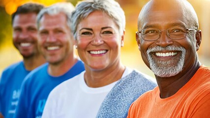 Four people smile brightly for a group photo
