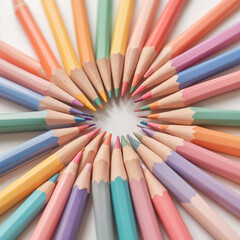 Fototapeta premium A set of colored pencils on a white background 2