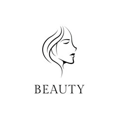 woman hair and face beauty logo design concept idea