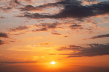 dramatic sky clouds at sunset