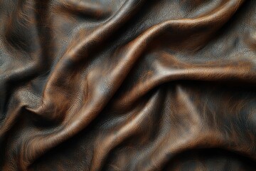 Textured Brown Leather with Deep Wrinkles and Folds