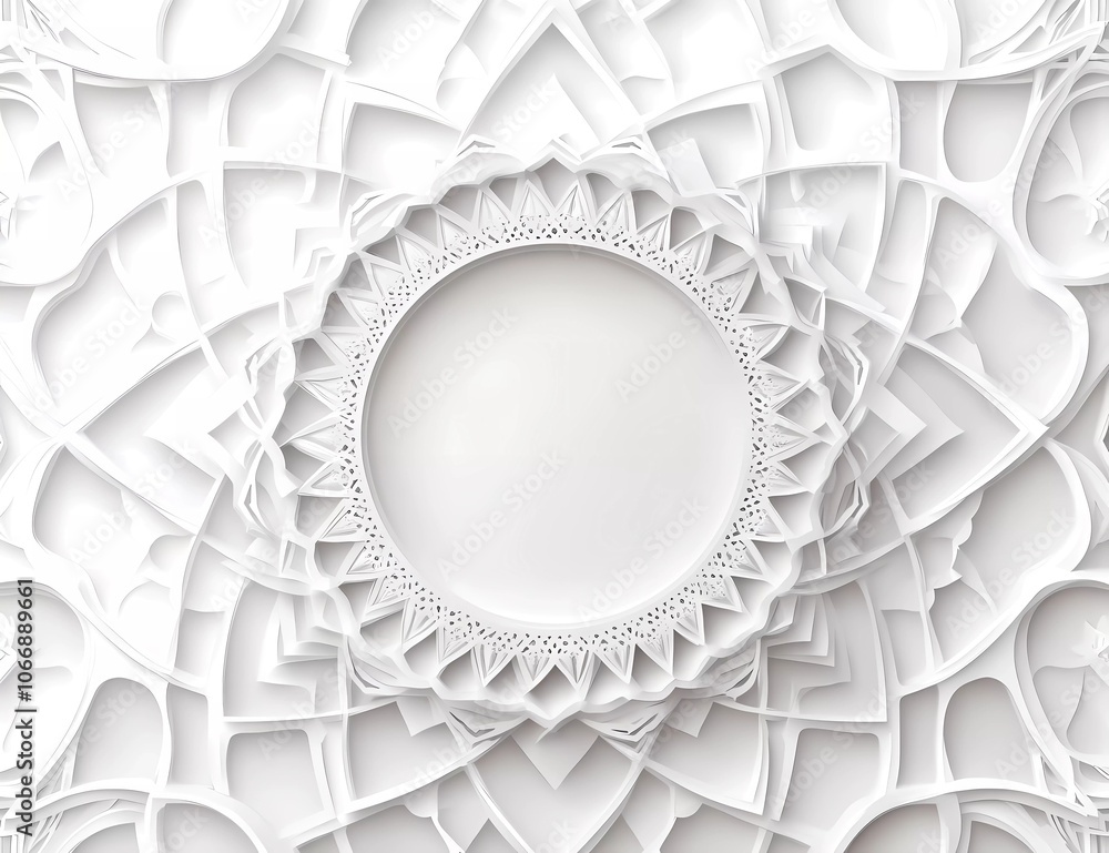 Poster simple vector background in a white color with islamic geometric patterns and shapes, a light grey g