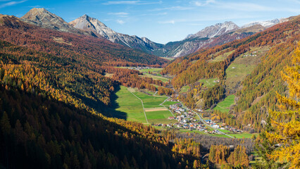 Panorama of the Müstair village in Graubünden, Switzerland