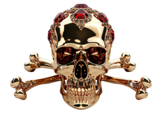 skull old with red diamonds and crossbones