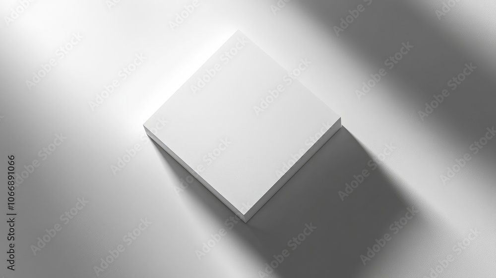 Poster abstract white square on a minimalist background, with soft light and shadows blending to create a r