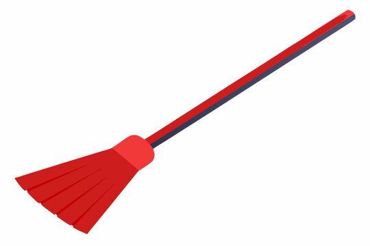 recommend clip art: Close-up of a plastic broom red isolated on a white background