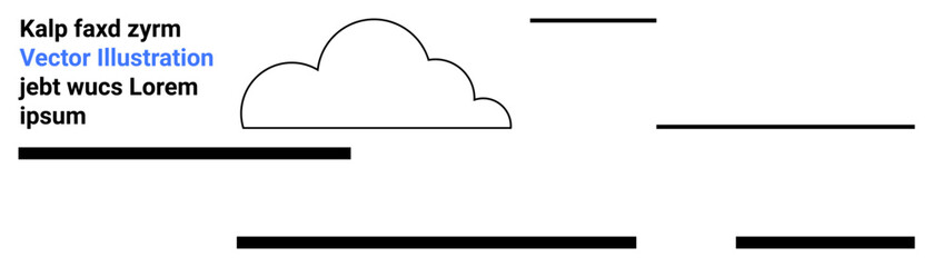 Cloud with horizontal lines and placeholder text. Ideal for web design, blog posts, learning materials, presentations, infographics, marketing, social media. Landing page