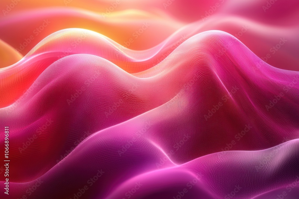 Poster Abstract Pink and Orange Wavy Texture with Grid Pattern