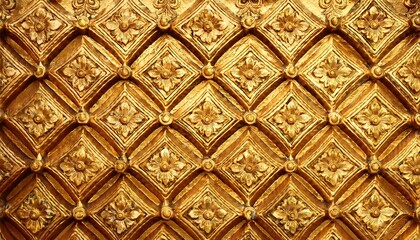 Naklejka premium The intricate golden flower carvings create a luxurious and grand design.