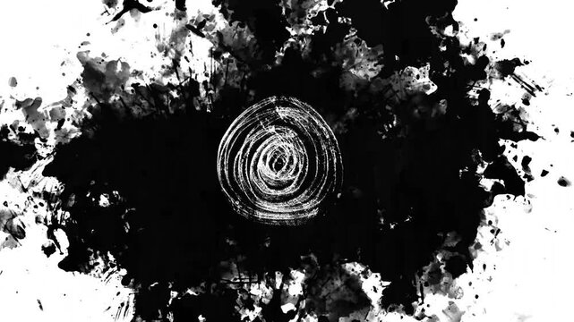 spiral with splash on black and white background video
