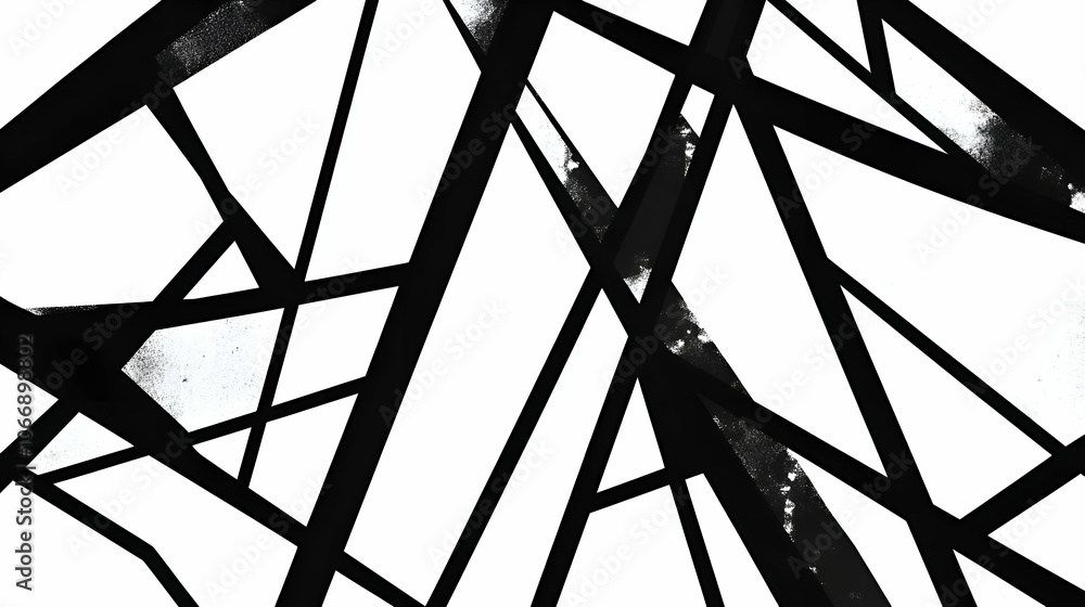 Poster abstract geometric pattern with black lines and white background.