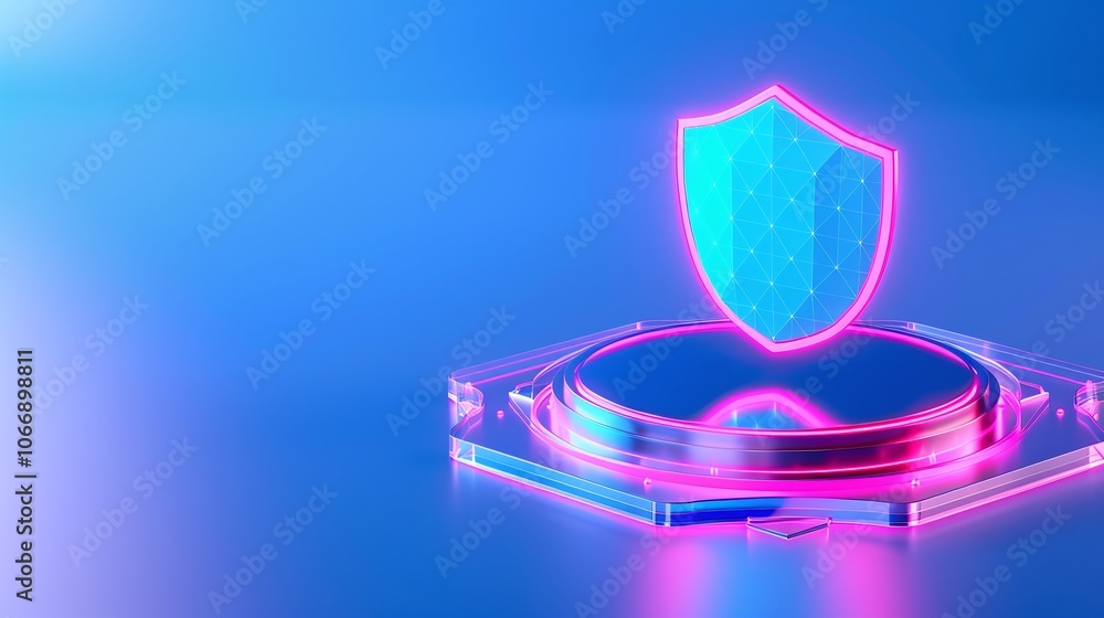 Aufkleber 3d cybersecurity shield icon rendering background